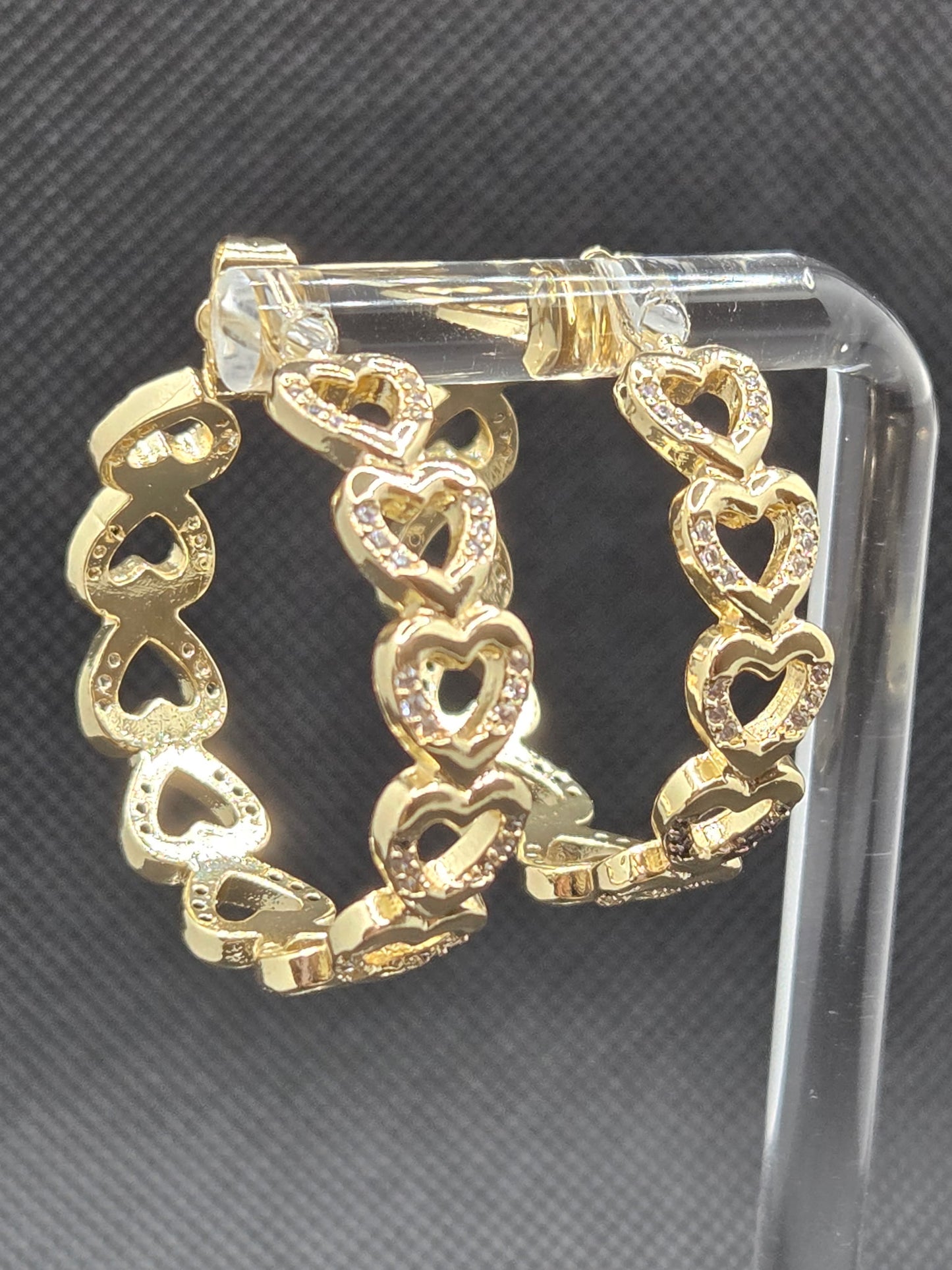 Open Heart Zircon Hoop Earrings