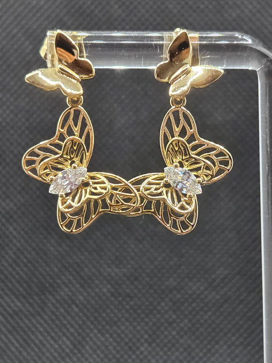 Beautiful Double Butterfly Zircon Earrings