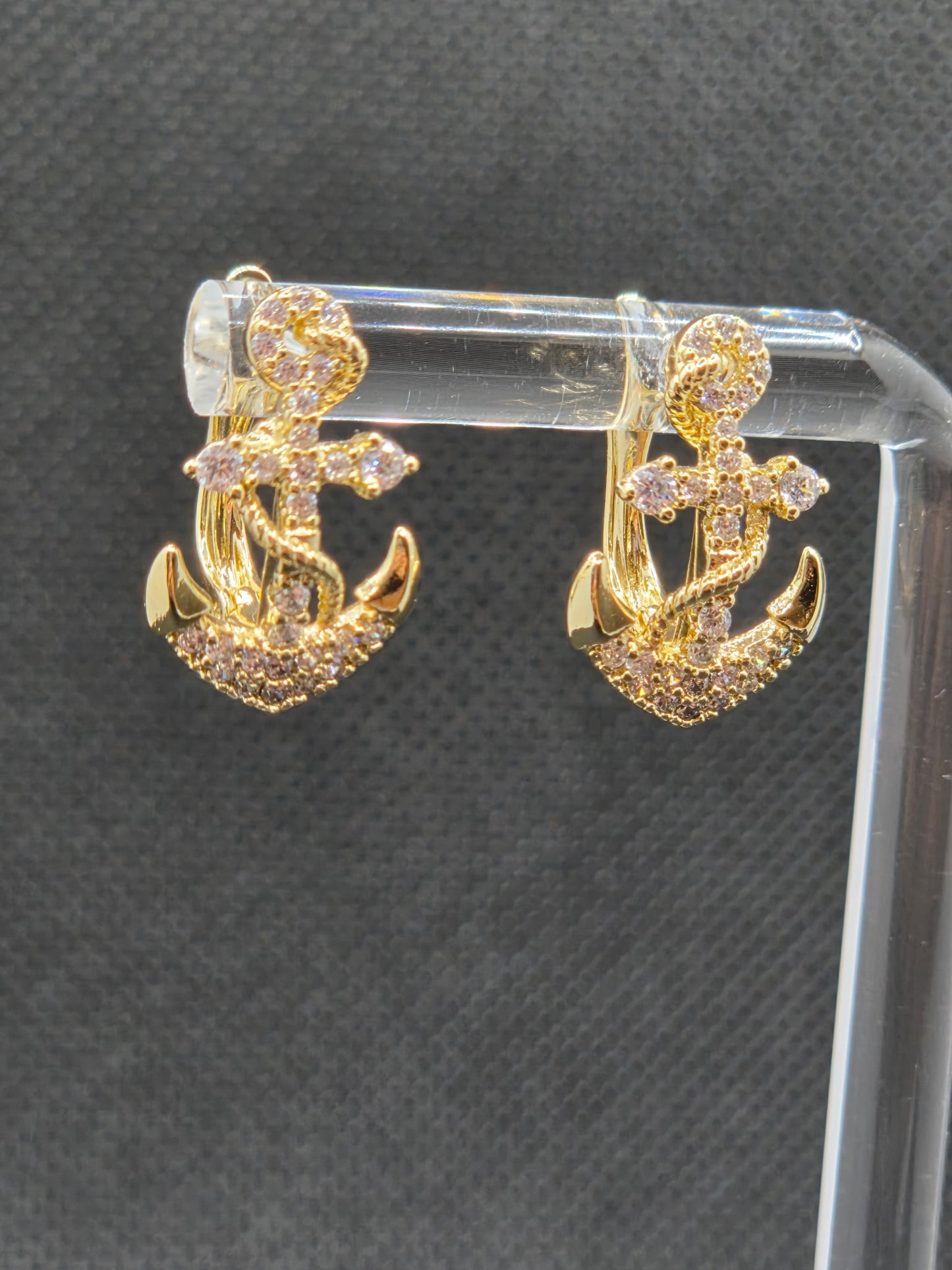 Anchor Cross Zircon Earrings