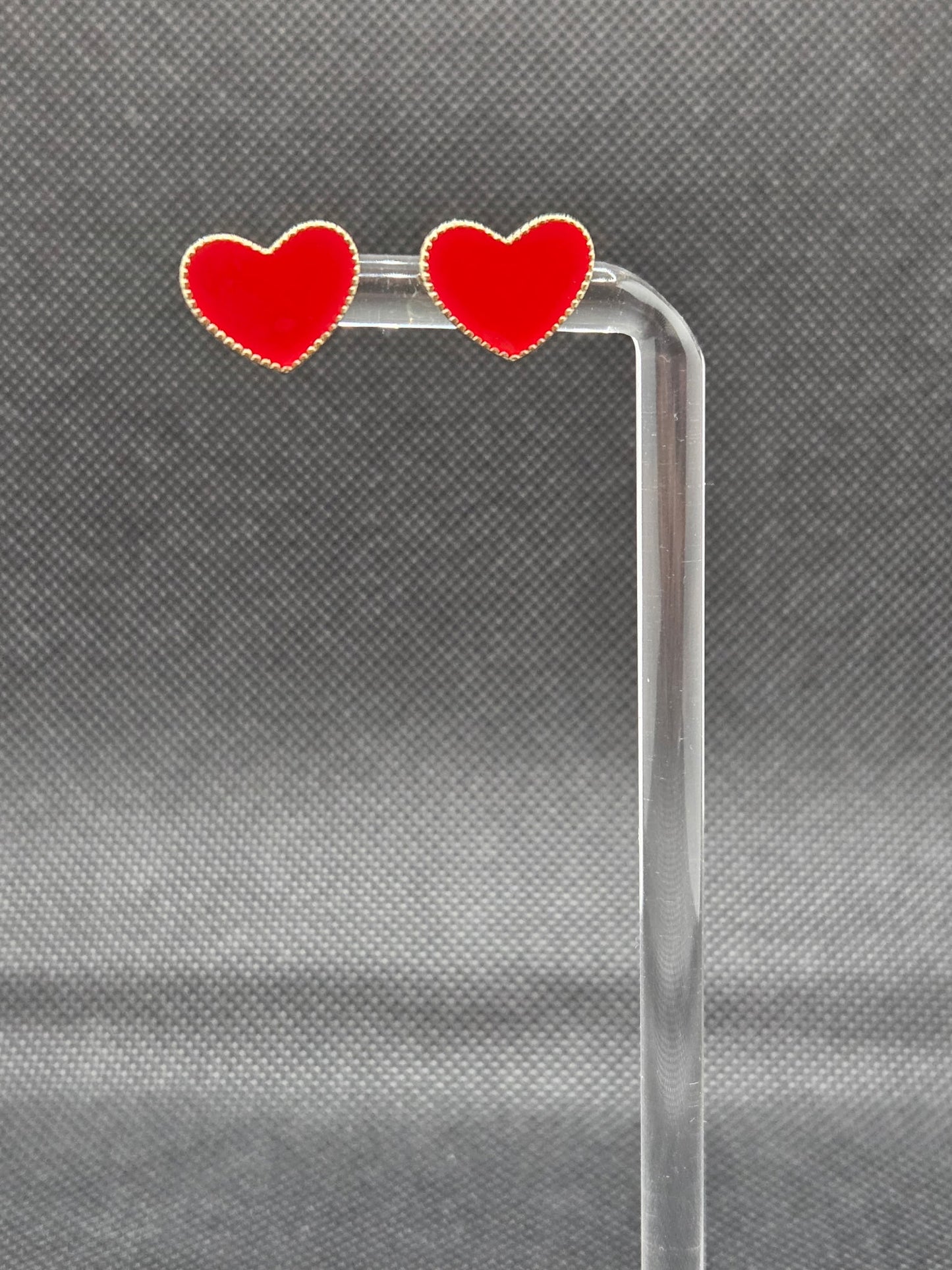 Red Small Heart Earrings