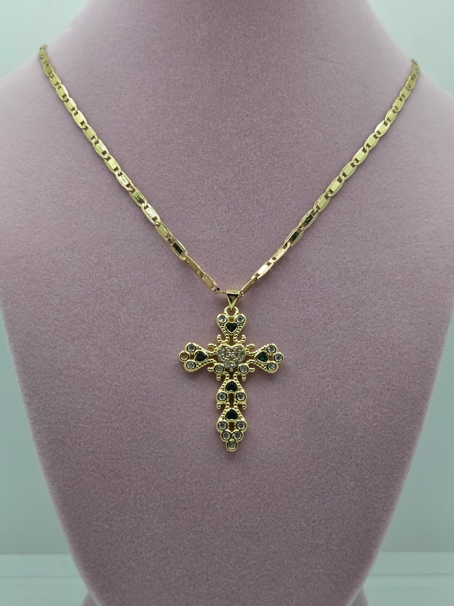 Green Zircon Cross Necklace