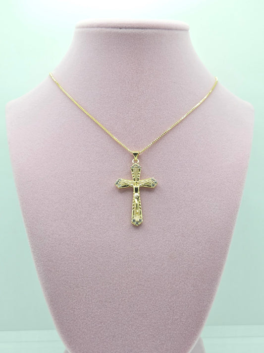 Corners Zircon Cross Necklace