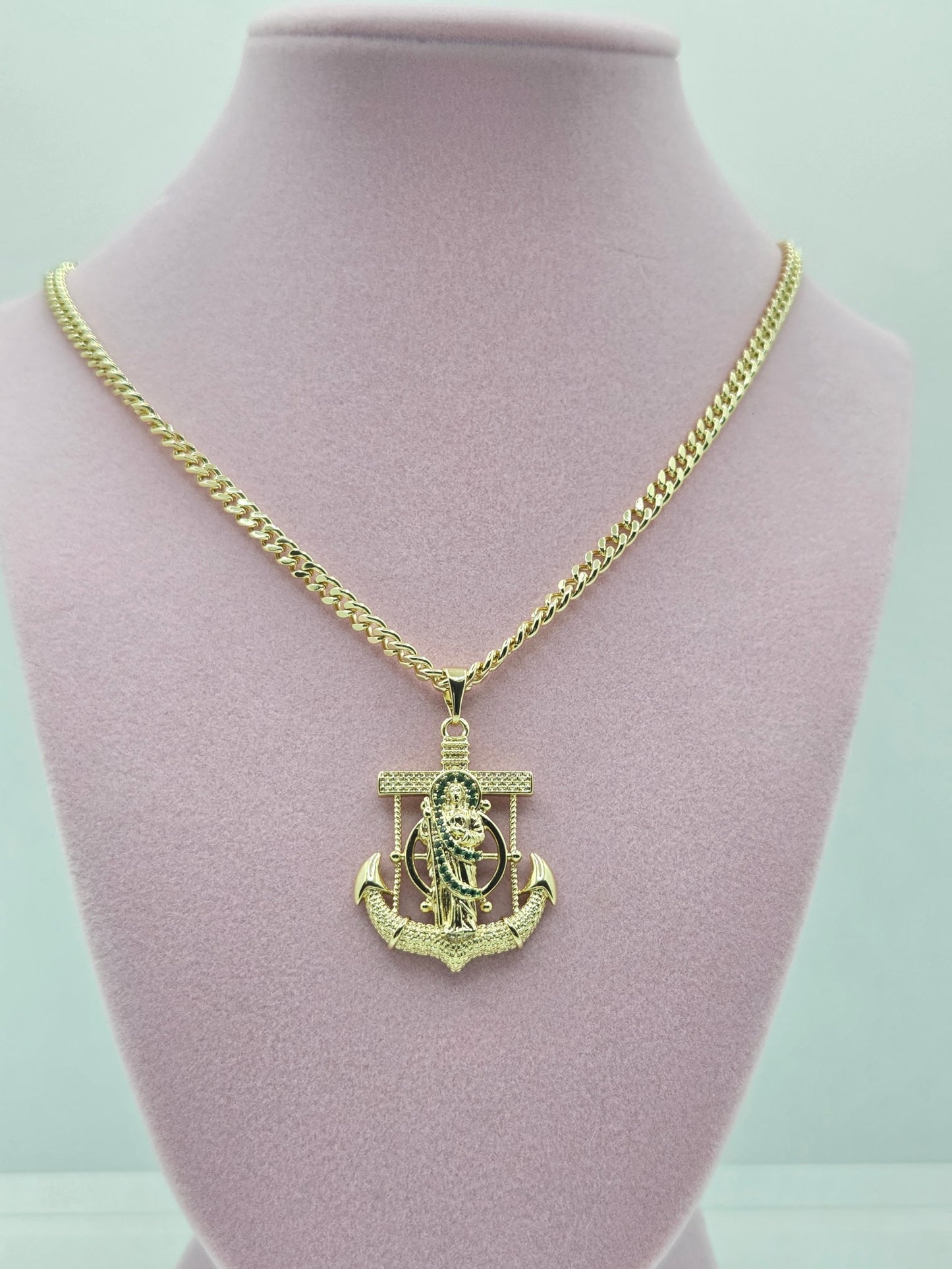 San Judas Anchor Zircon Necklace