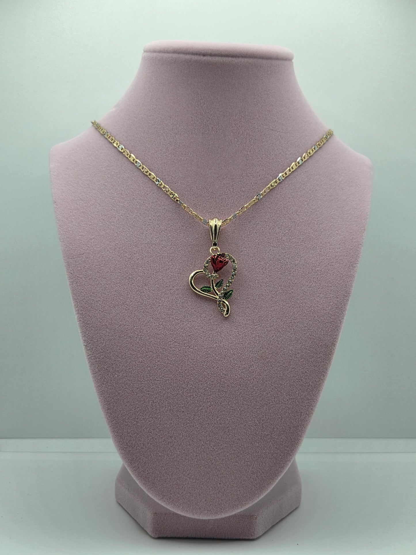 Red Rose Heart Necklaces
