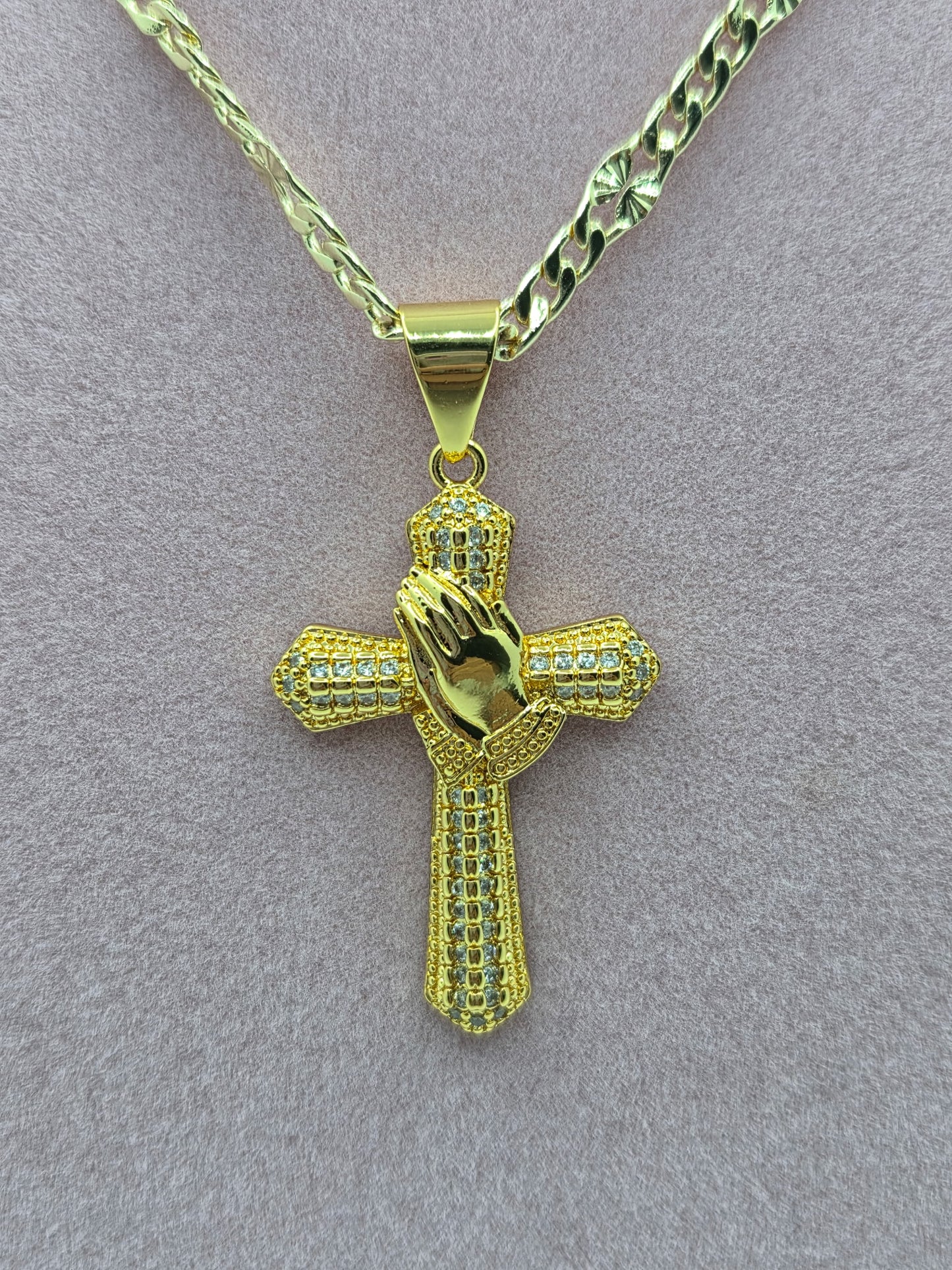 Prayer Hand Cross Necklace