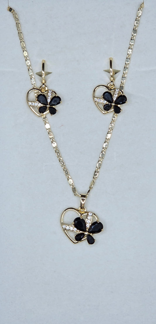 Heart Black Flower Set