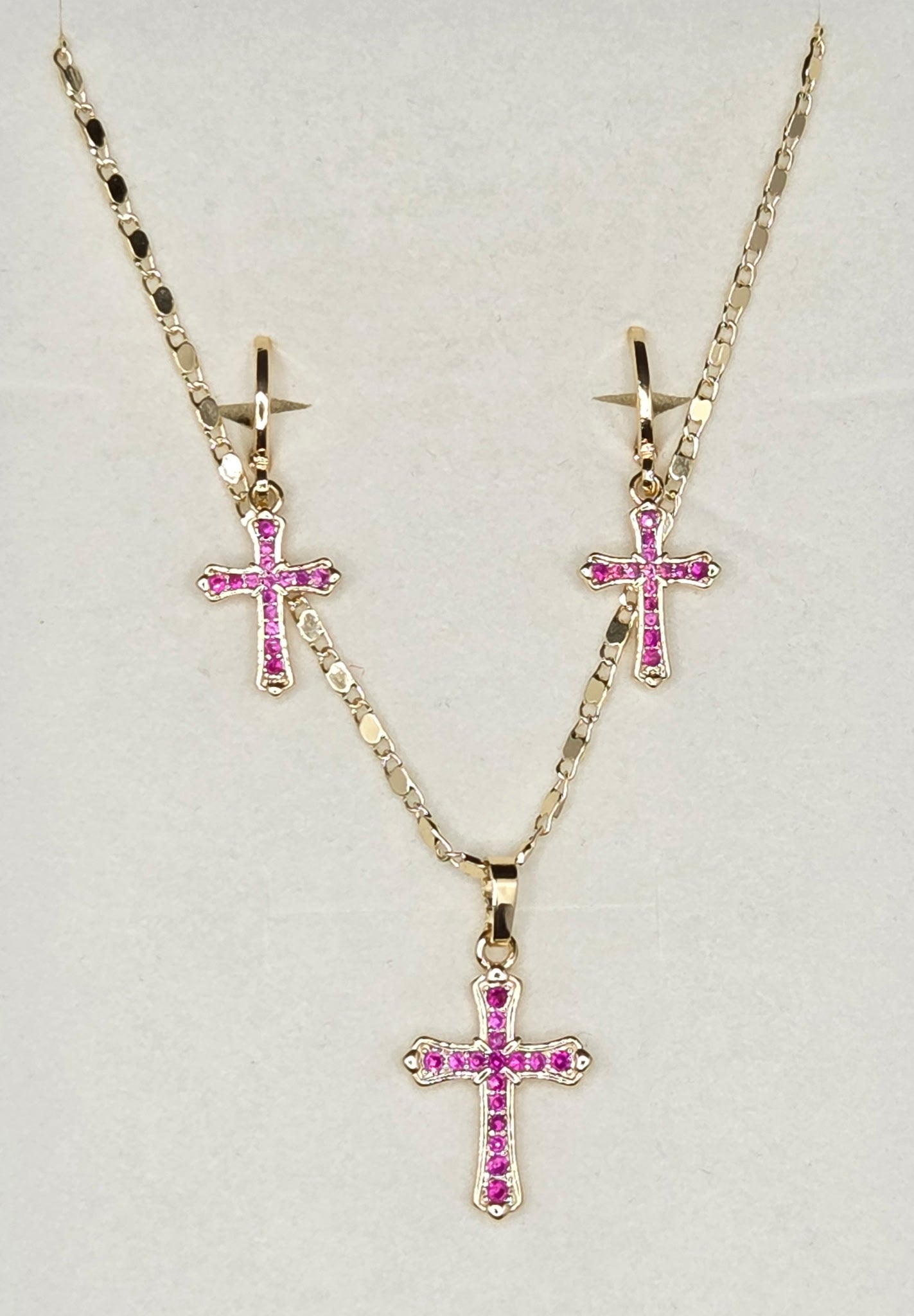 Hot Pink Cross Zircon Set