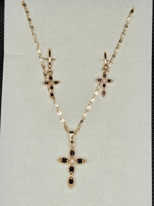 Black Small Zircon Cross Set