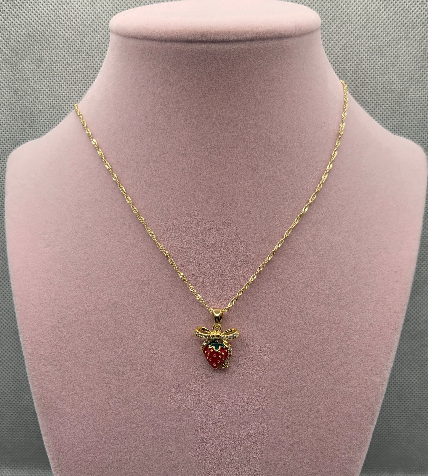 Bow Strawberry Necklace