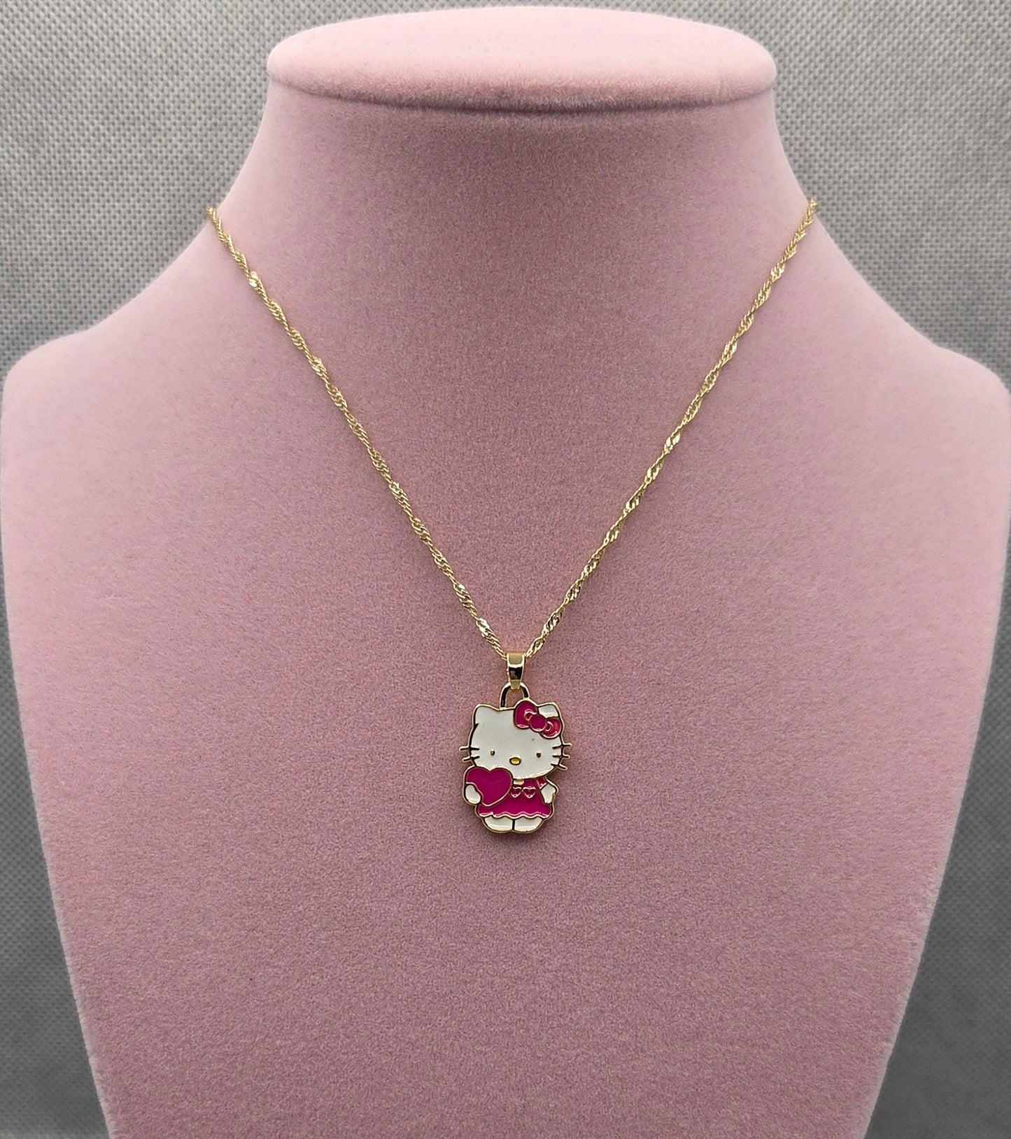 Big Pink Heart Hello Kitty Necklace