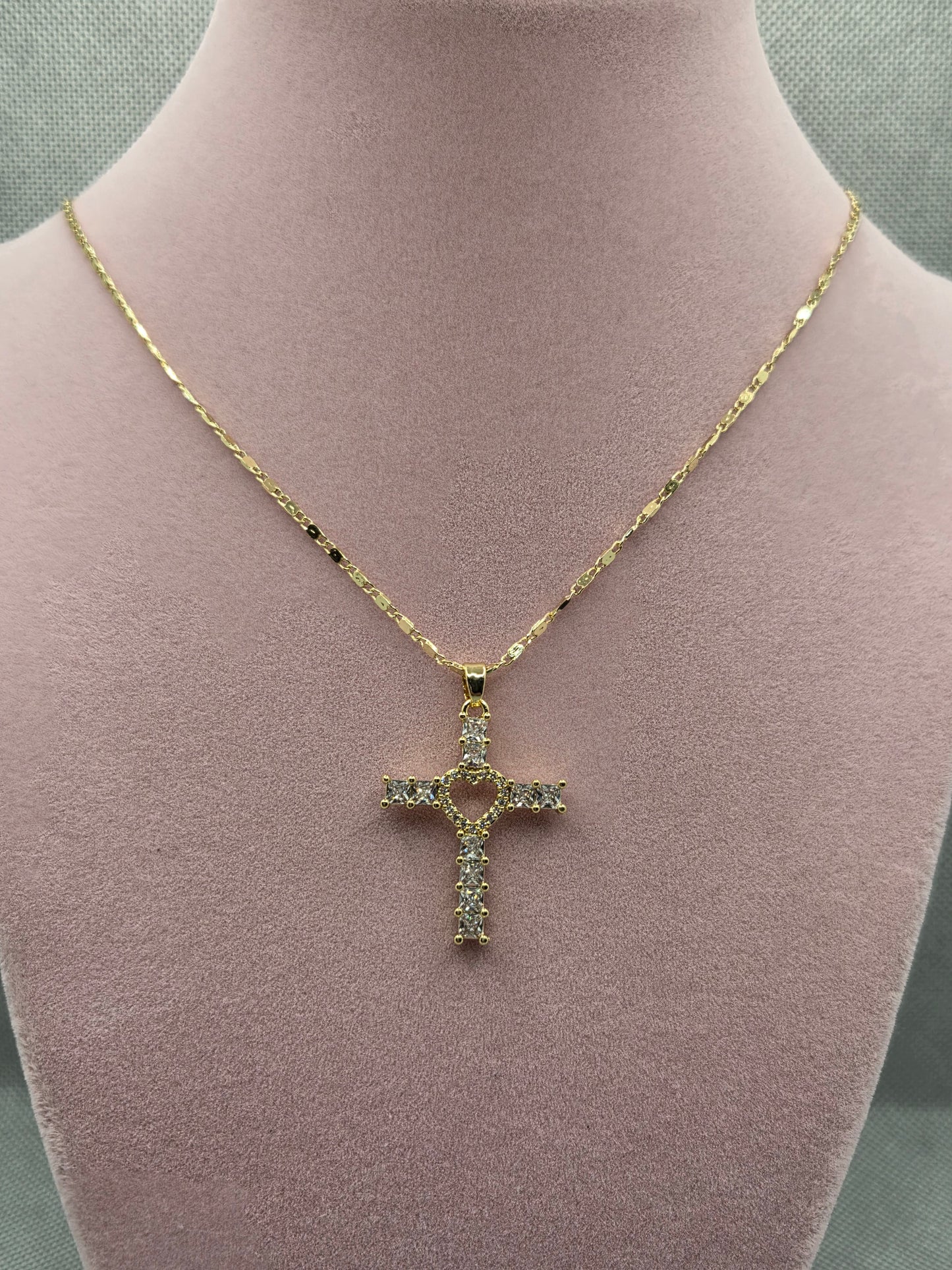 Open Heart Cross Necklace