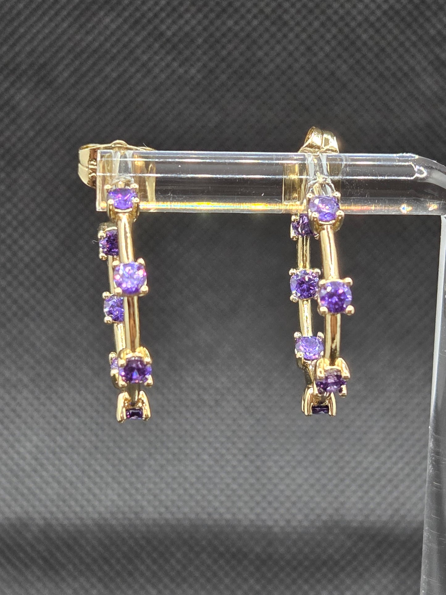 Purple Zircon Hoops Earrings