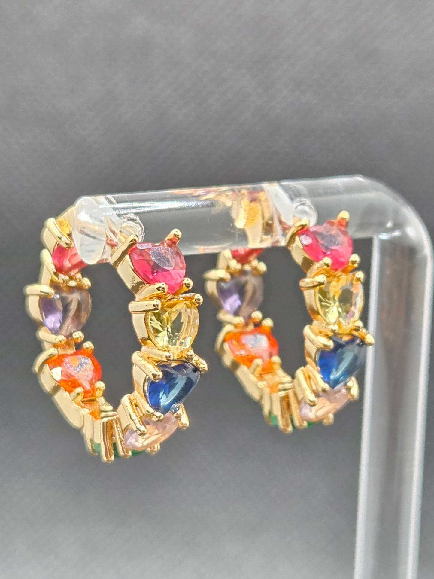 Dark Colorful Hearts Hoops