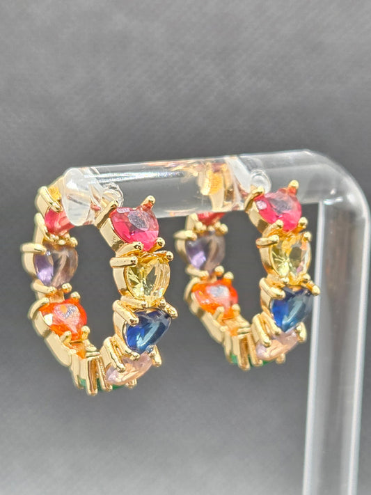Dark Colorful Hearts Hoops
