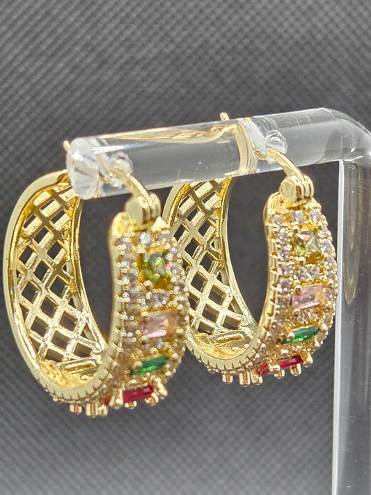 Vintage Colorful Zircon Hoop Earrings