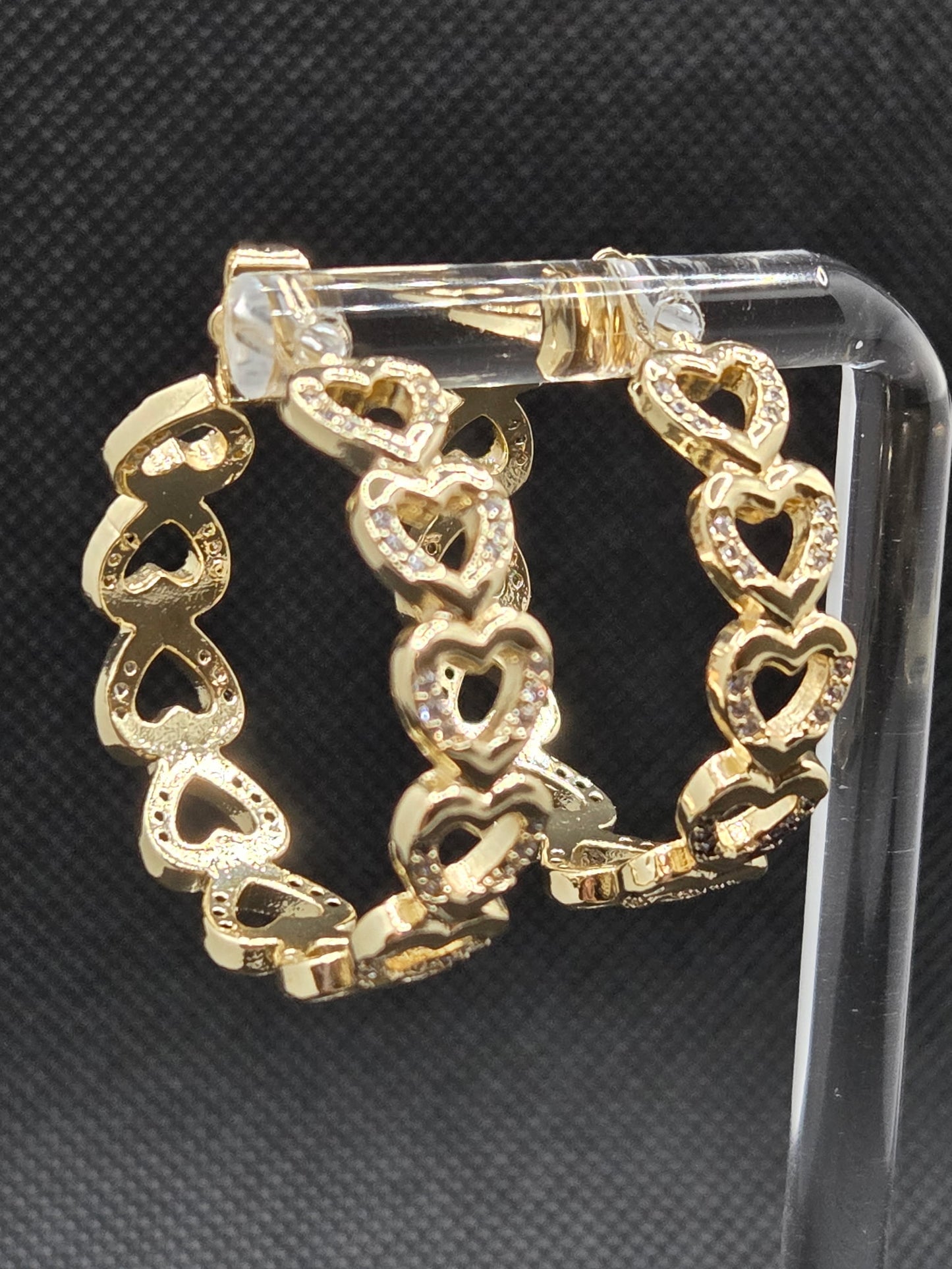 Open Heart Zircon Hoop Earrings