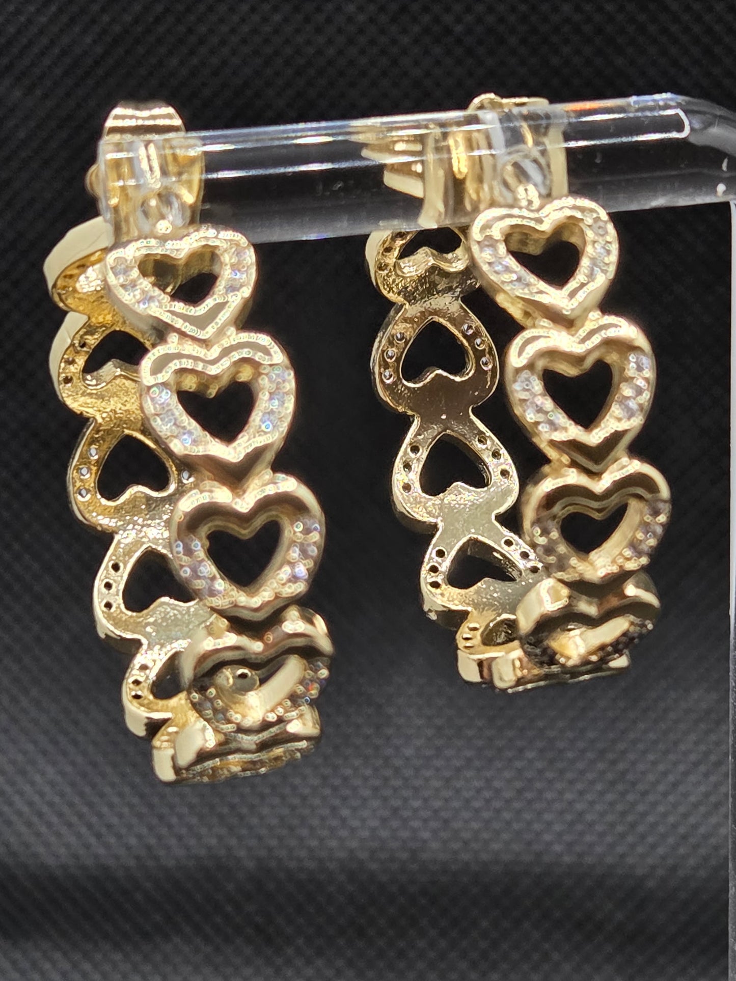Open Heart Zircon Hoop Earrings