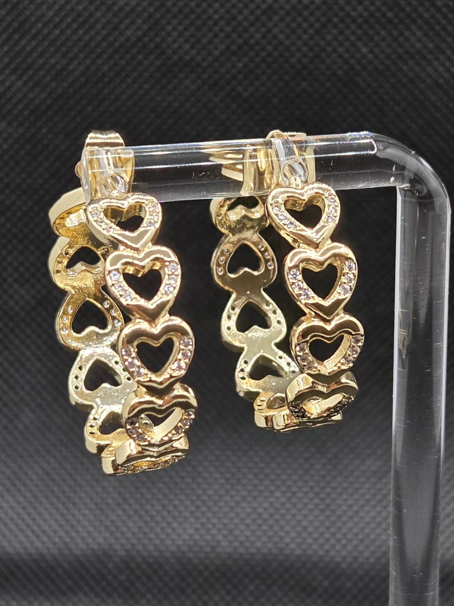 Open Heart Zircon Hoop Earrings