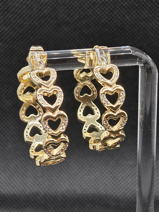 Open Heart Zircon Hoop Earrings