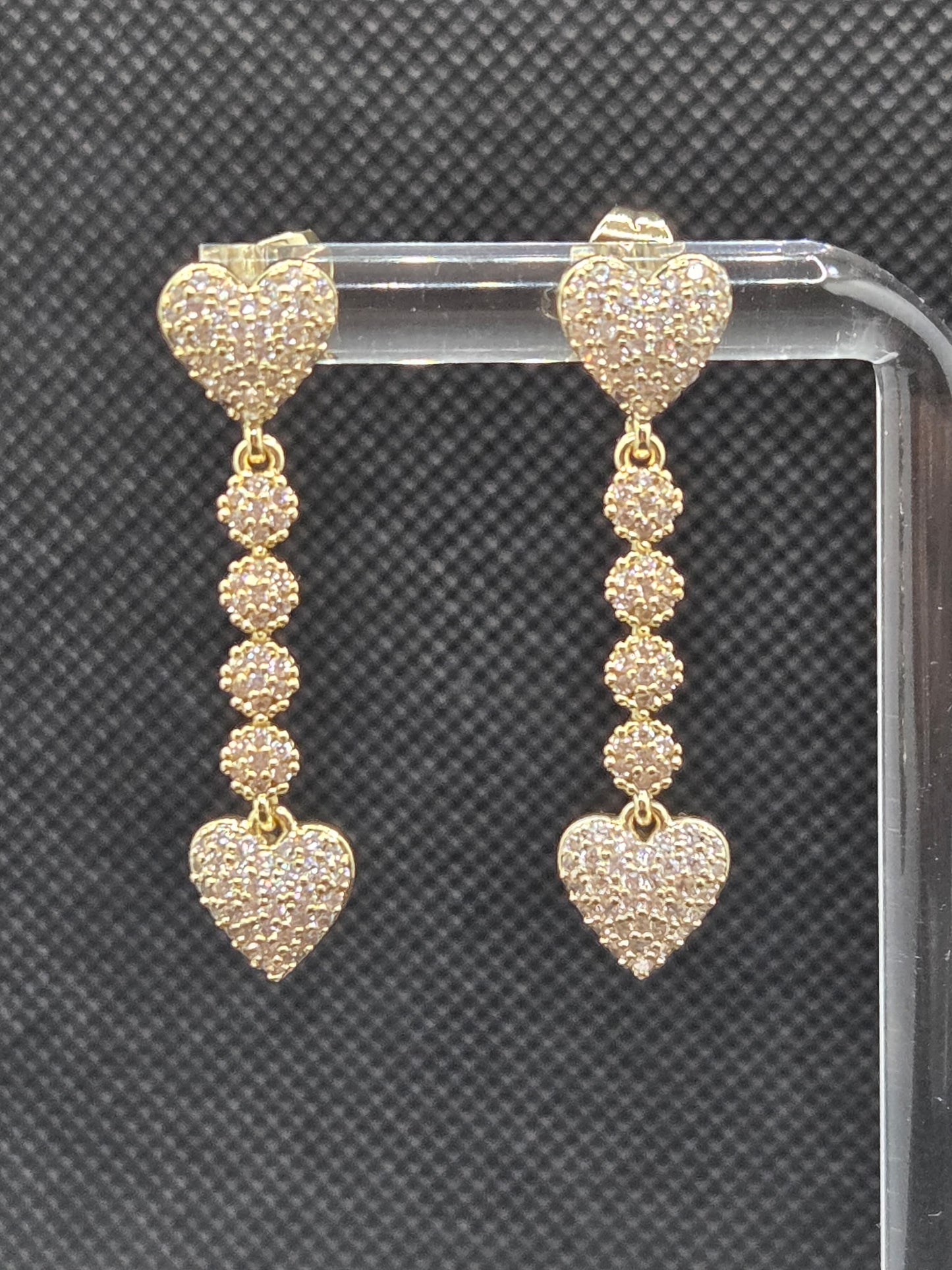 Hearts Long Zircon Earrings