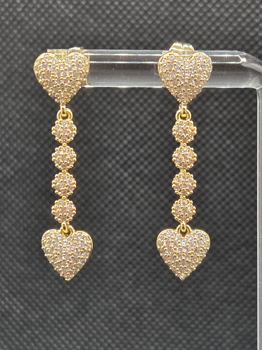 Hearts Long Zircon Earrings