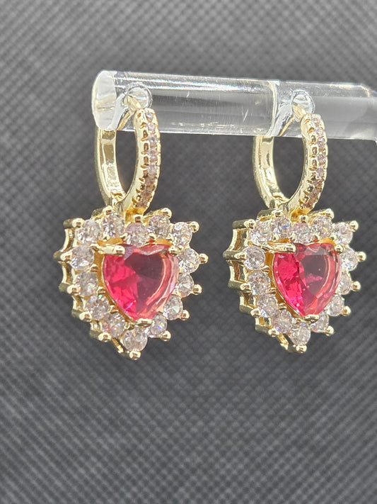 Red Heart Zircon Small Hoops