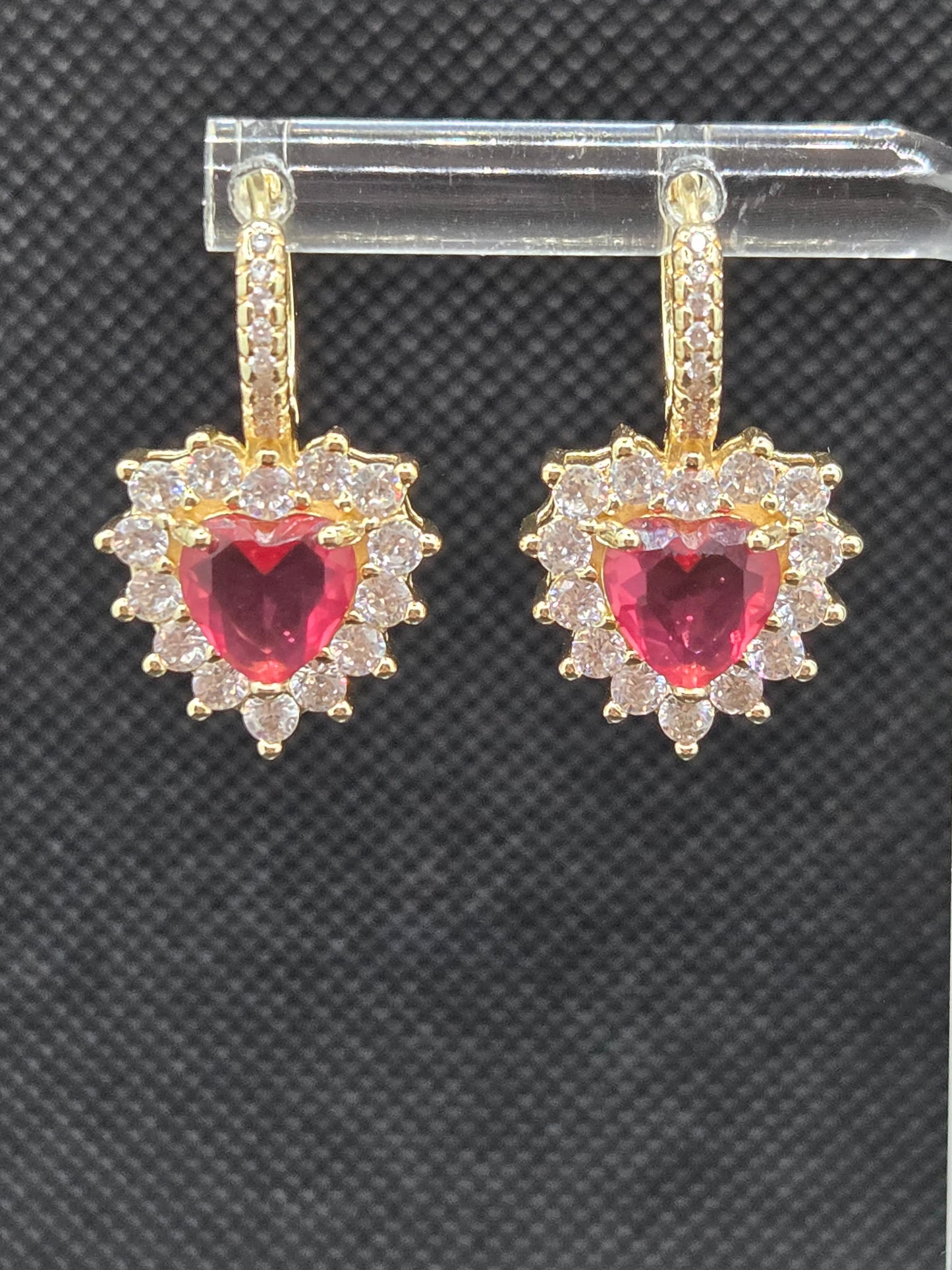Red Heart Zircon Small Hoops