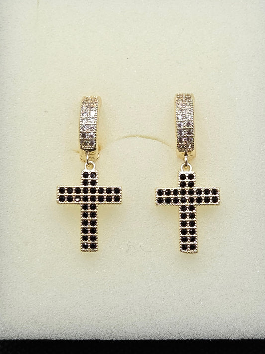 Black Cross Zircon Earrings