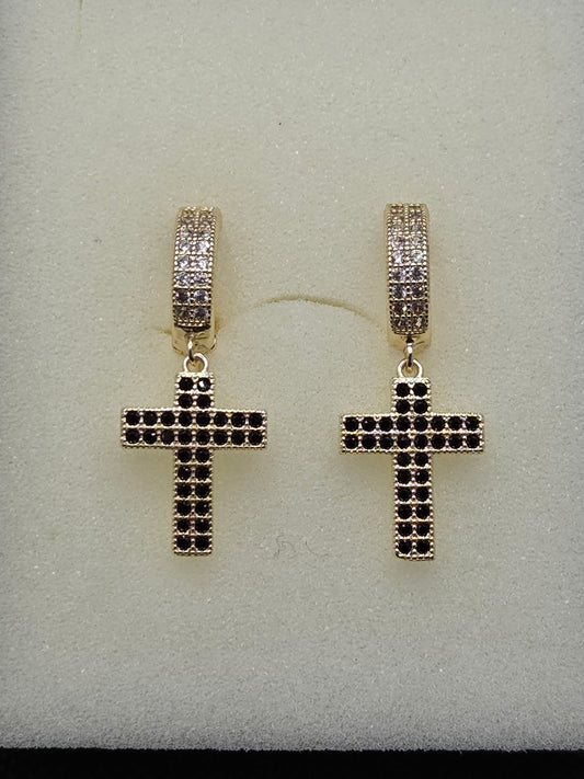 Black Cross Zircon Earrings