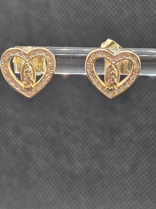 Virgen de Guadalupe Heart Small Earrings
