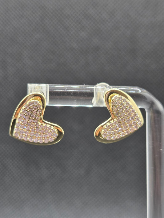 3D Heart Zircon Earrings