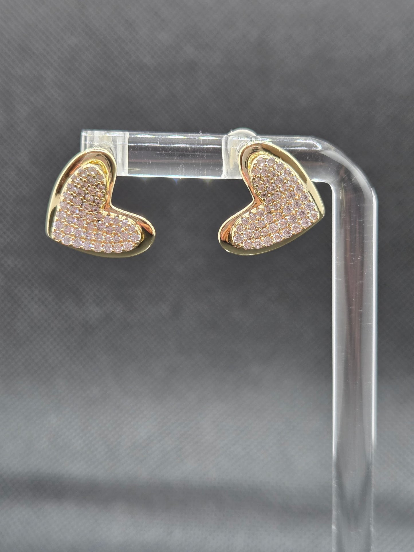 3D Heart Zircon Earrings