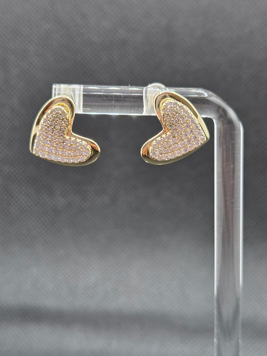 3D Heart Zircon Earrings