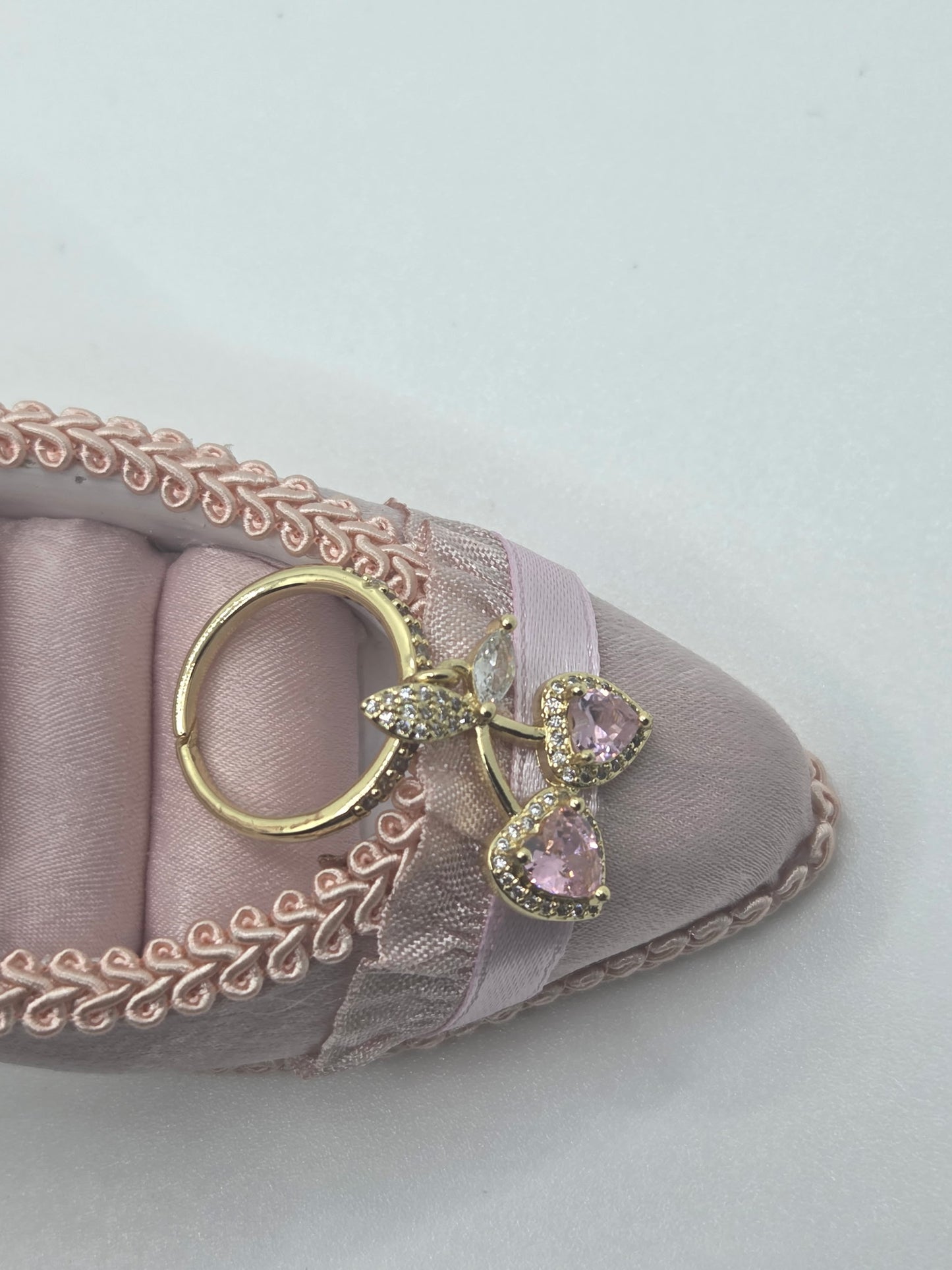 Pink Heart Zircon Adjustable Ring