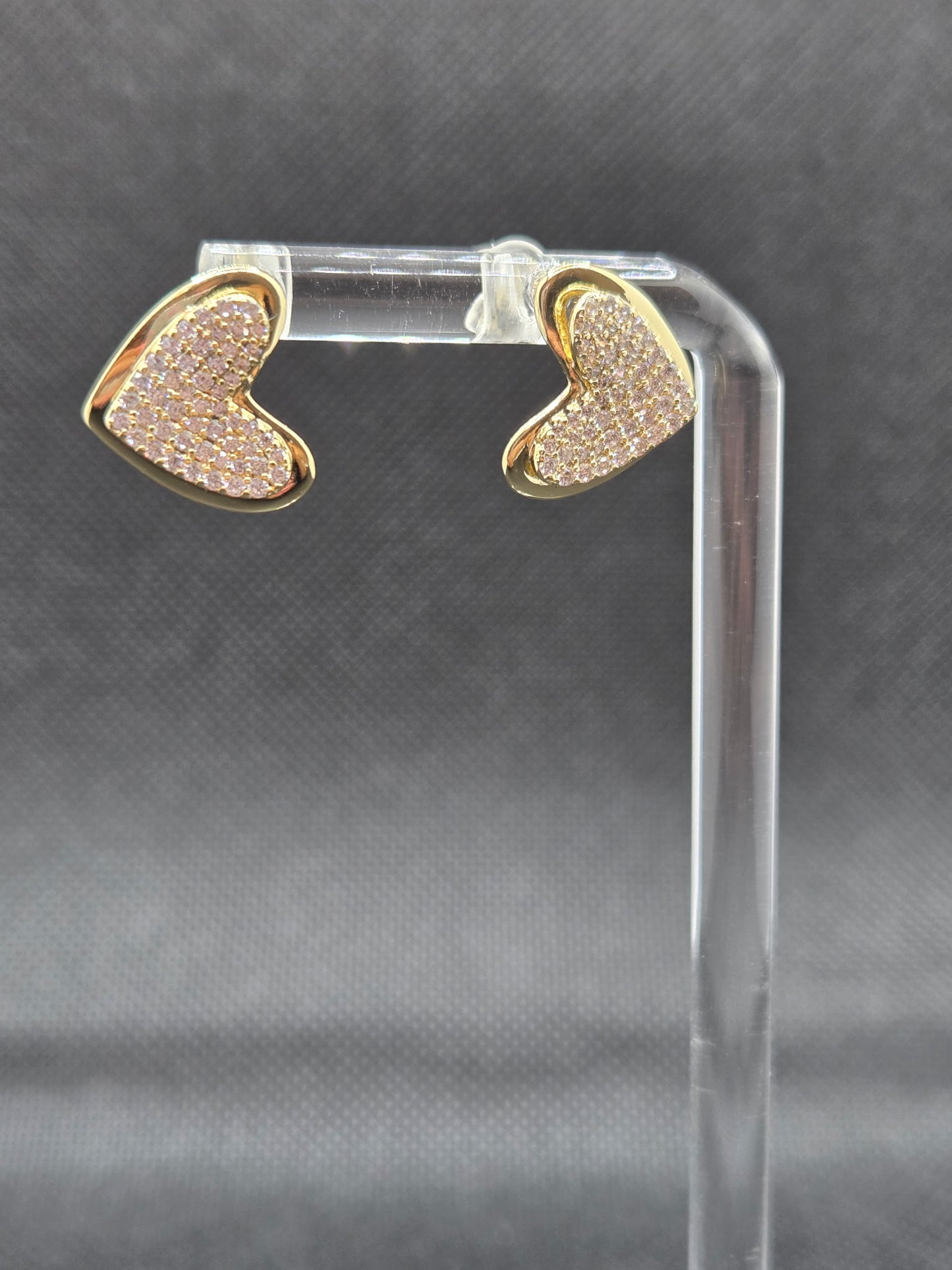 3D Heart Zircon Earrings