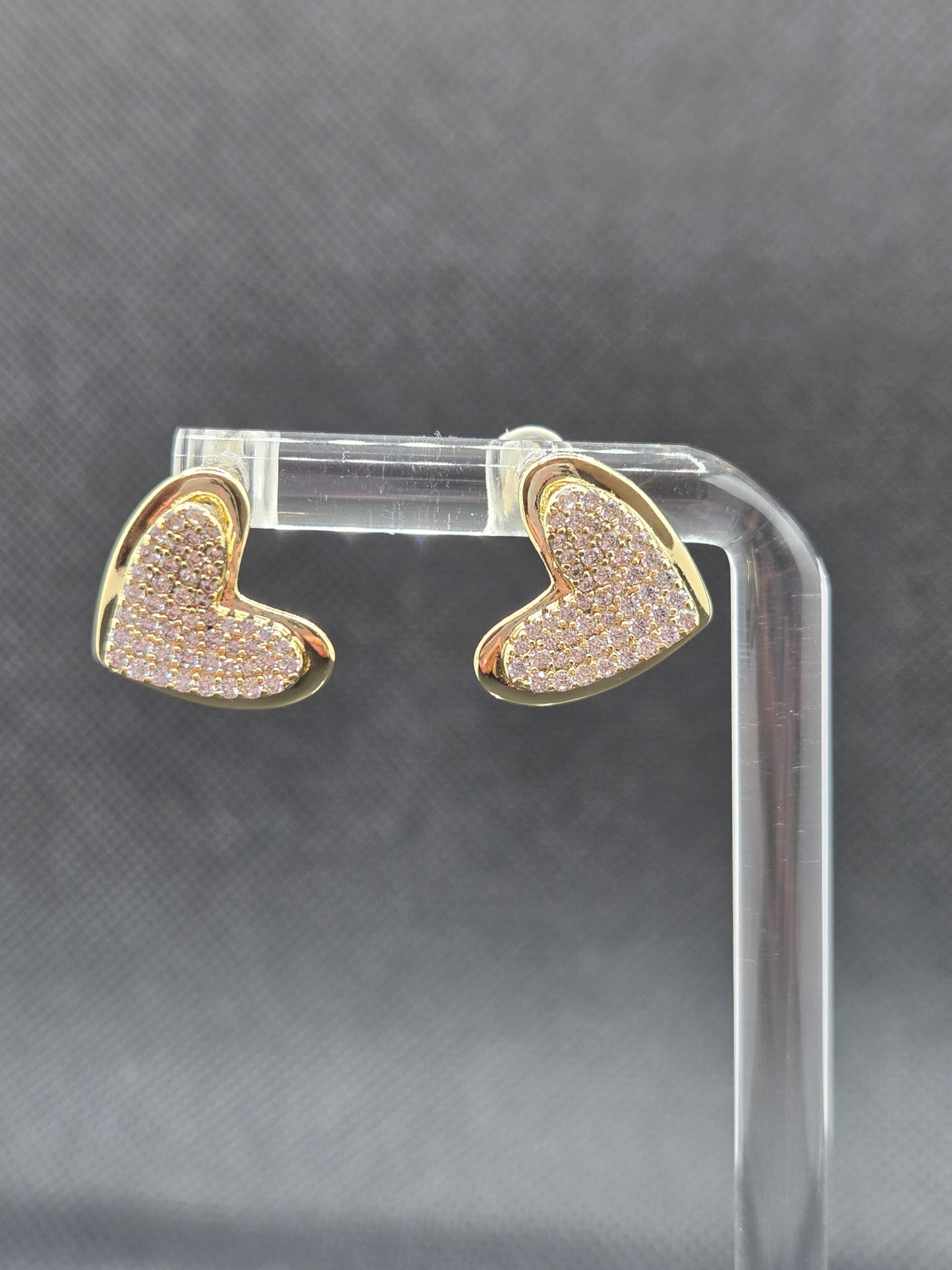 3D Heart Zircon Earrings