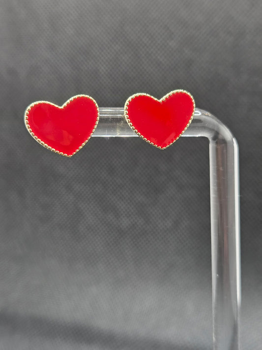 Red Small Heart Earrings