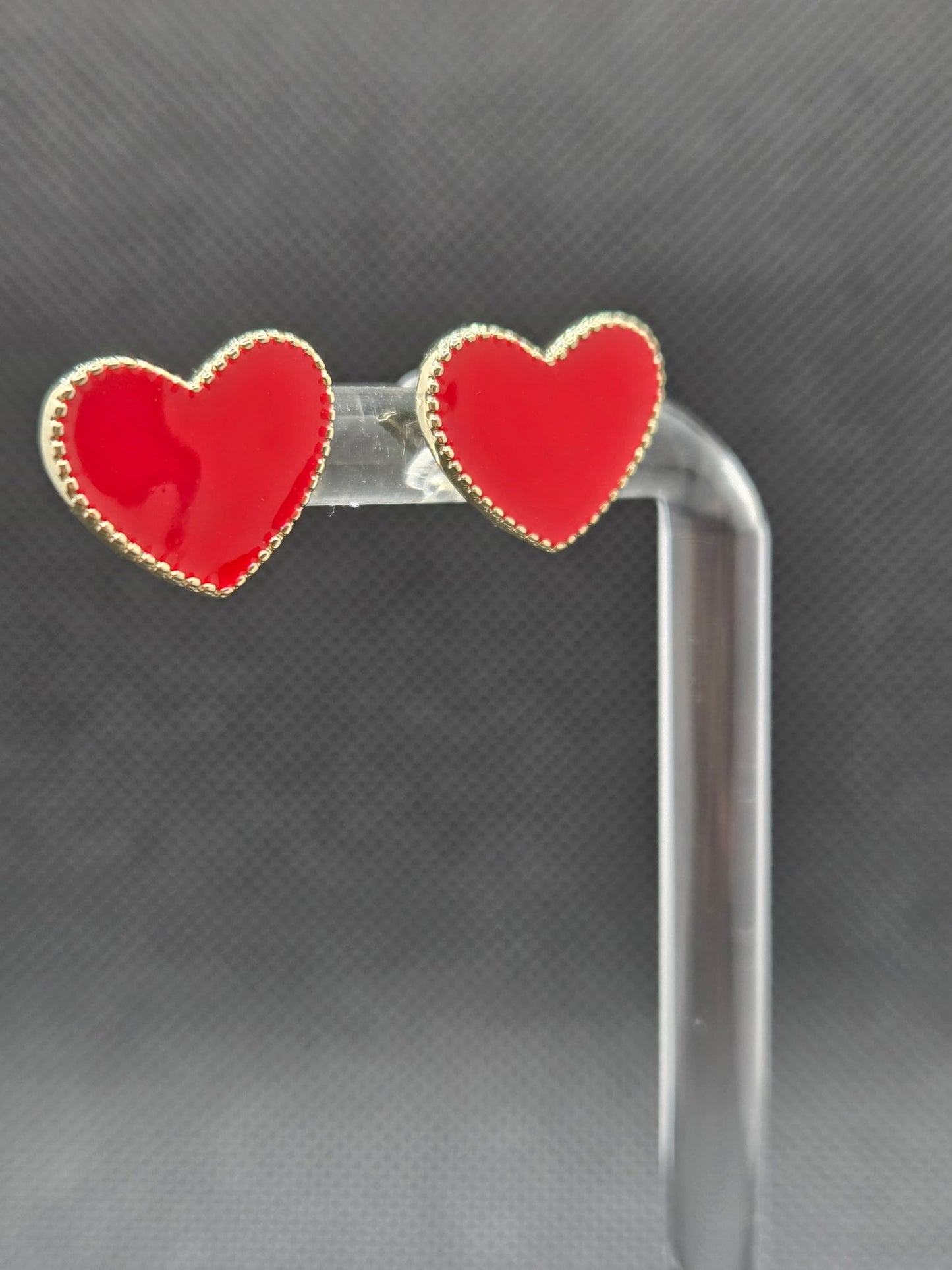 Red Small Heart Earrings