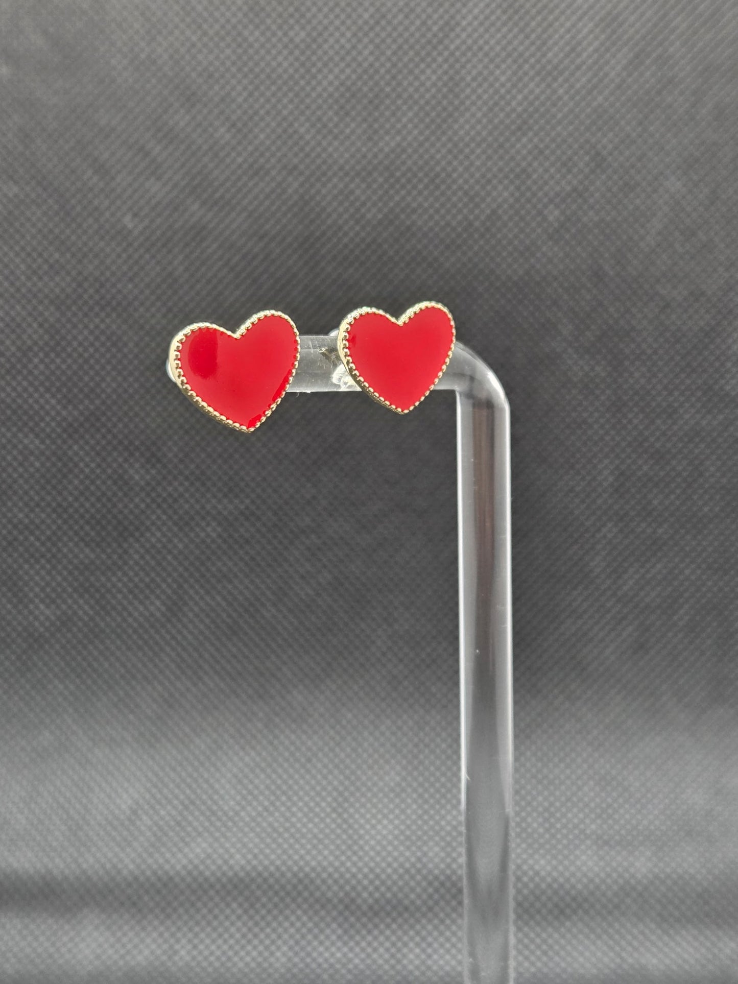 Red Small Heart Earrings