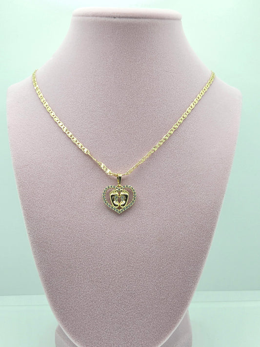 Heart Baby Feet Zircon Necklace