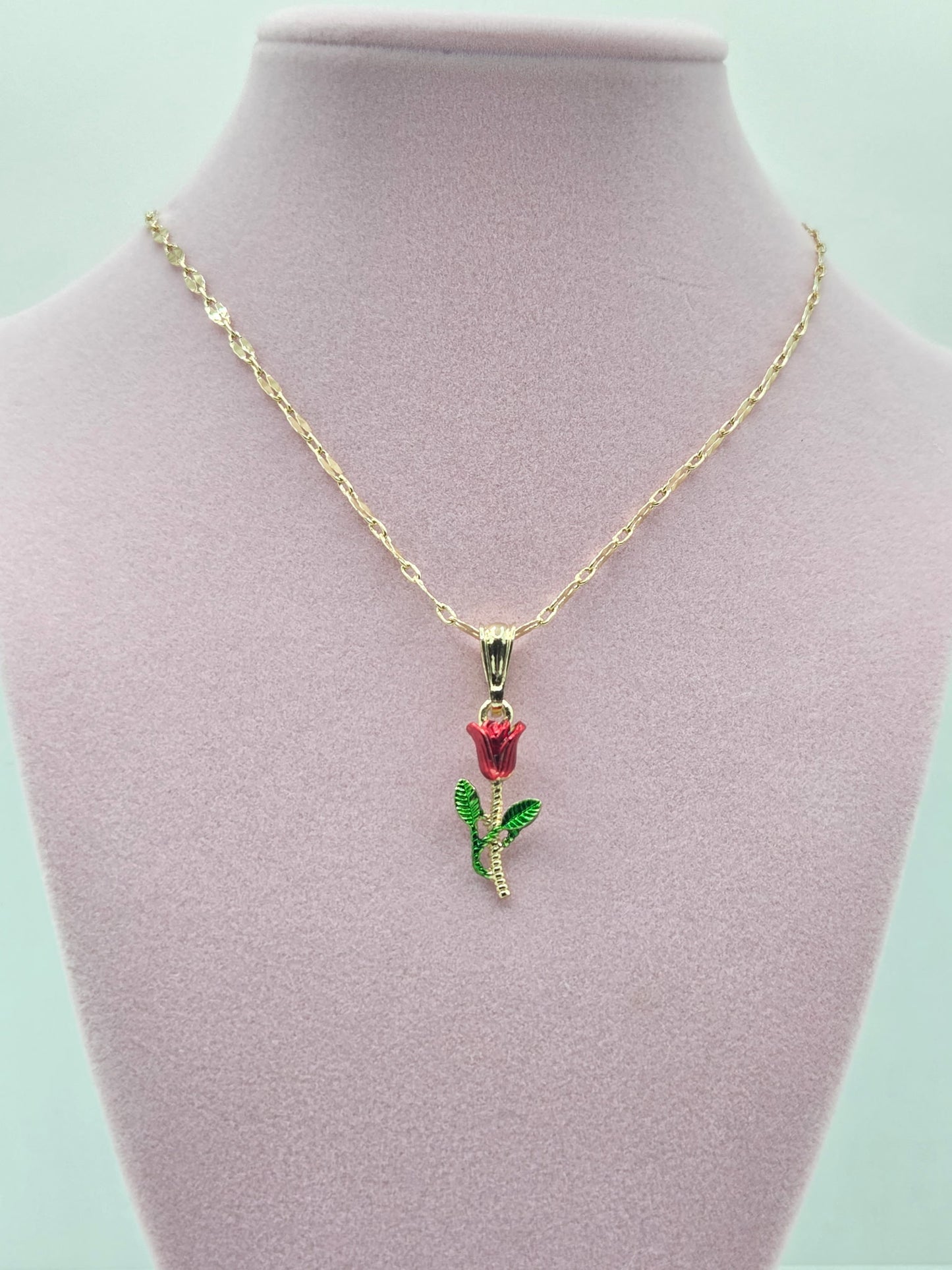 Single Red Rose Necklace