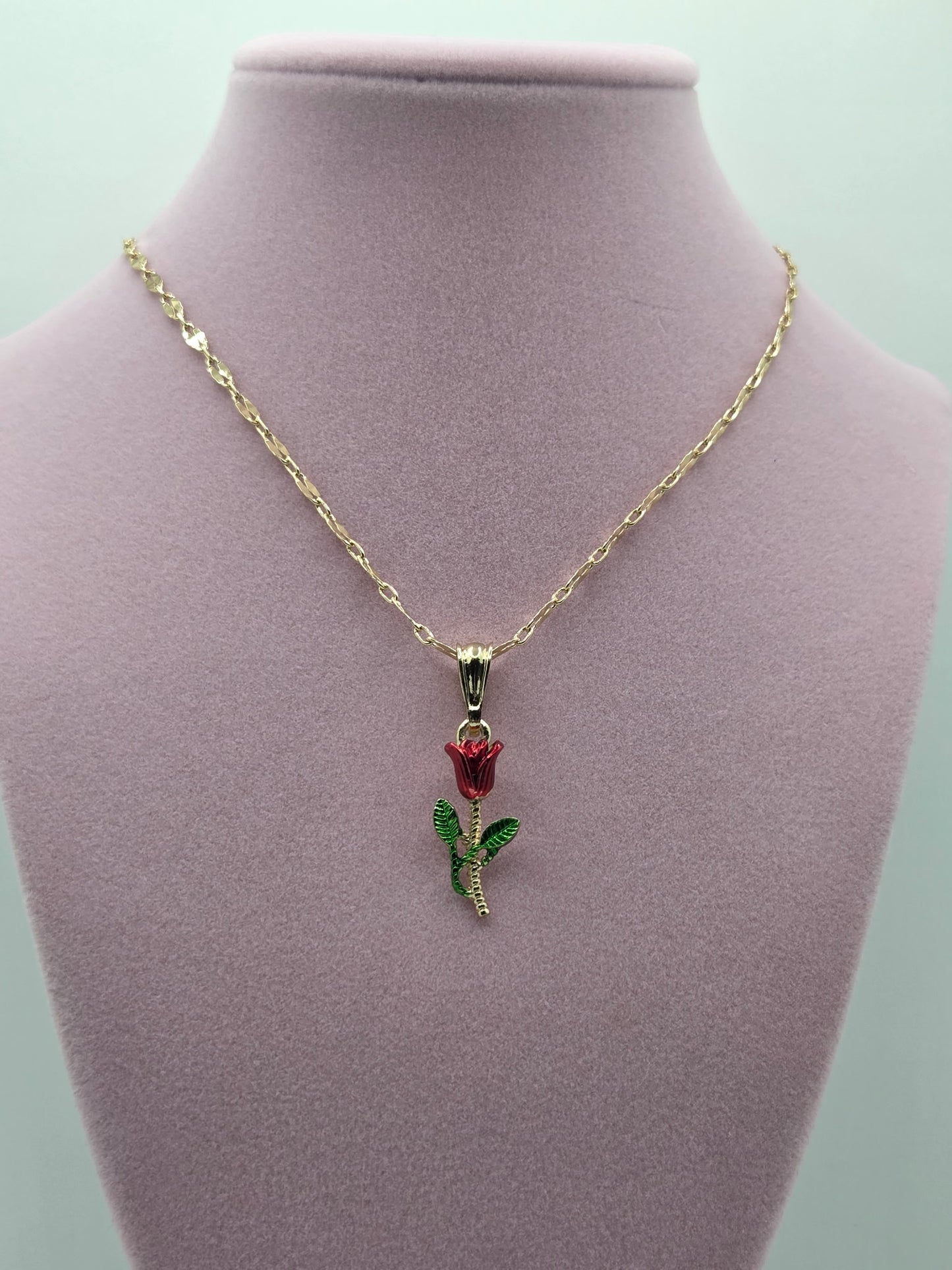 Single Red Rose Necklace