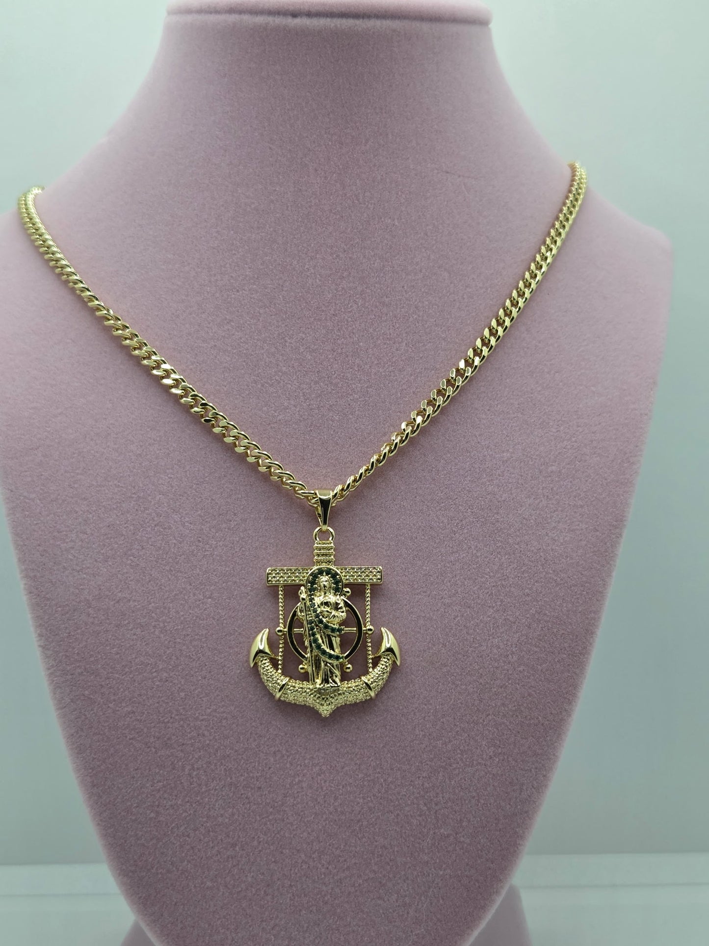 San Judas Anchor Zircon Necklace