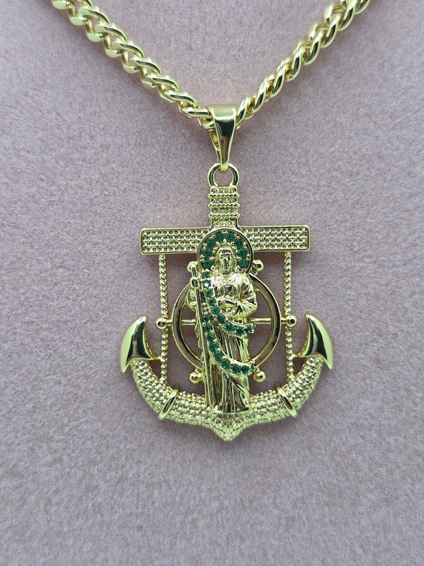 San Judas Anchor Zircon Necklace