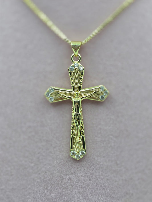Corners Zircon Cross Necklace