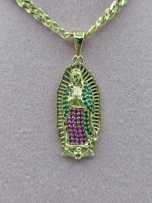 Virgen de Guadalupe Red/Green Zircon