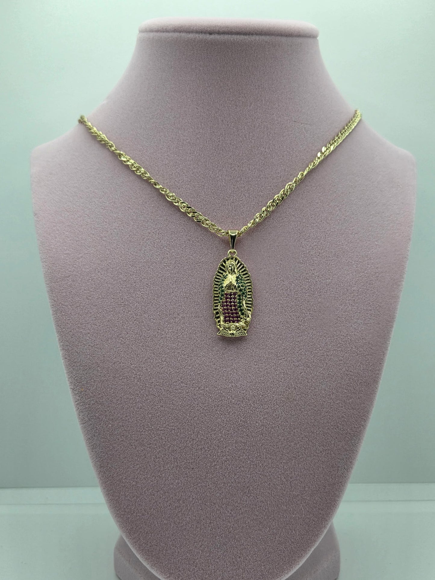 Virgen de Guadalupe Red/Green Zircon