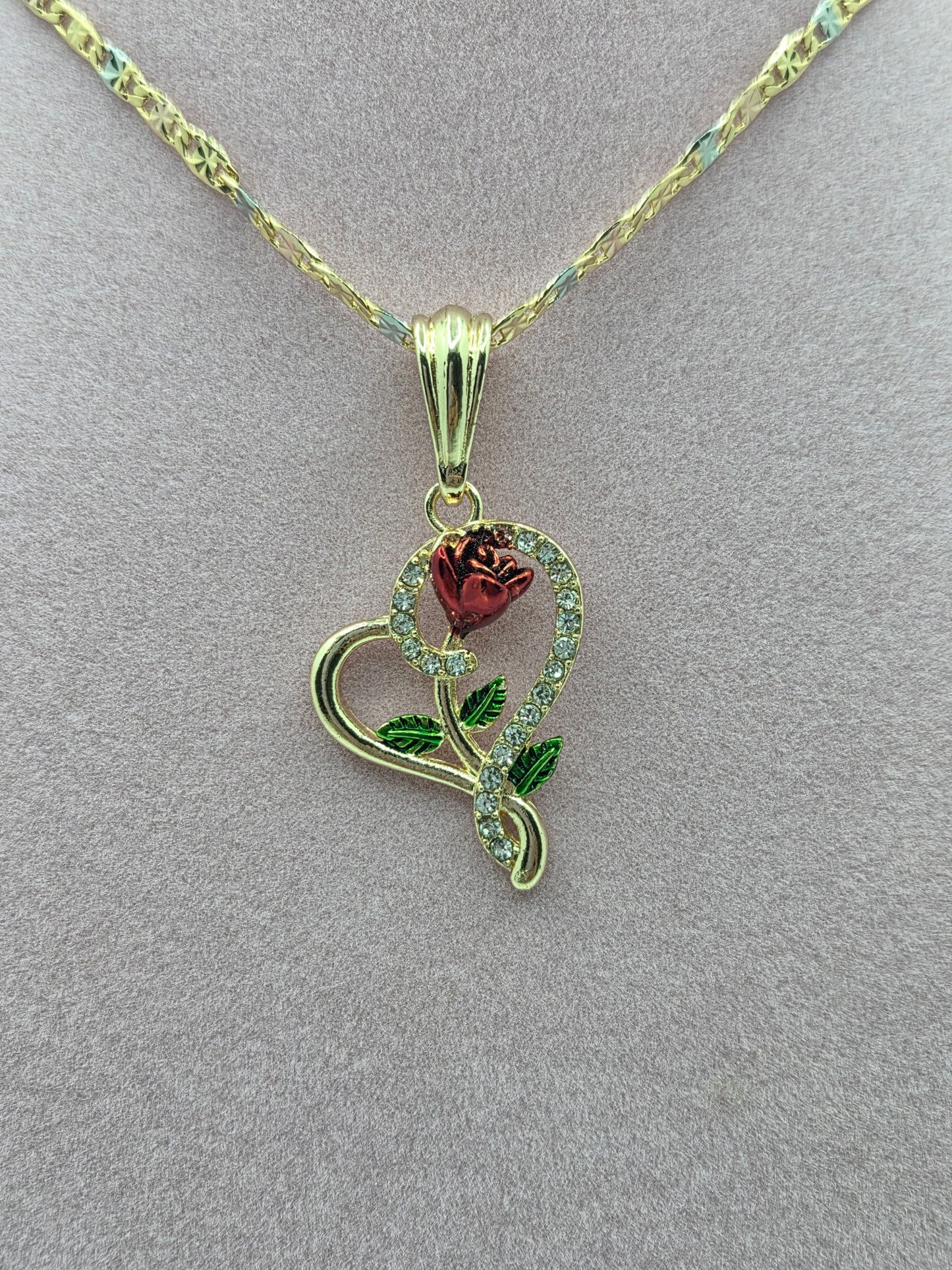 Red Rose Heart Necklaces