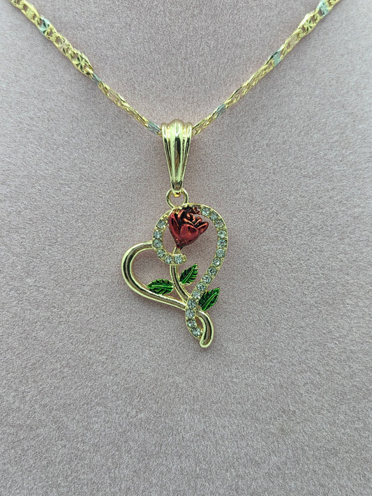 Red Rose Heart Necklaces