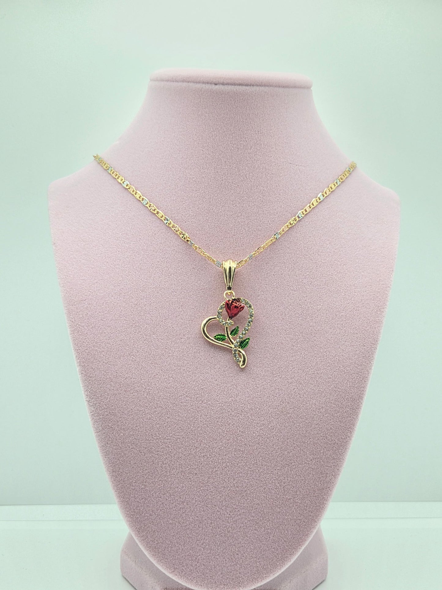 Red Rose Heart Necklaces